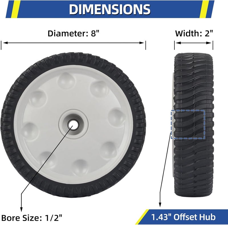GICOOL 734-04018 Lawn Mower Front Drive Wheels, 8 Inch Wheels for MTD 734-04018A 734-04018B 734-04018C 12AV569Q597 Troy-Bilt TB240, Pack of 2 - Image 2